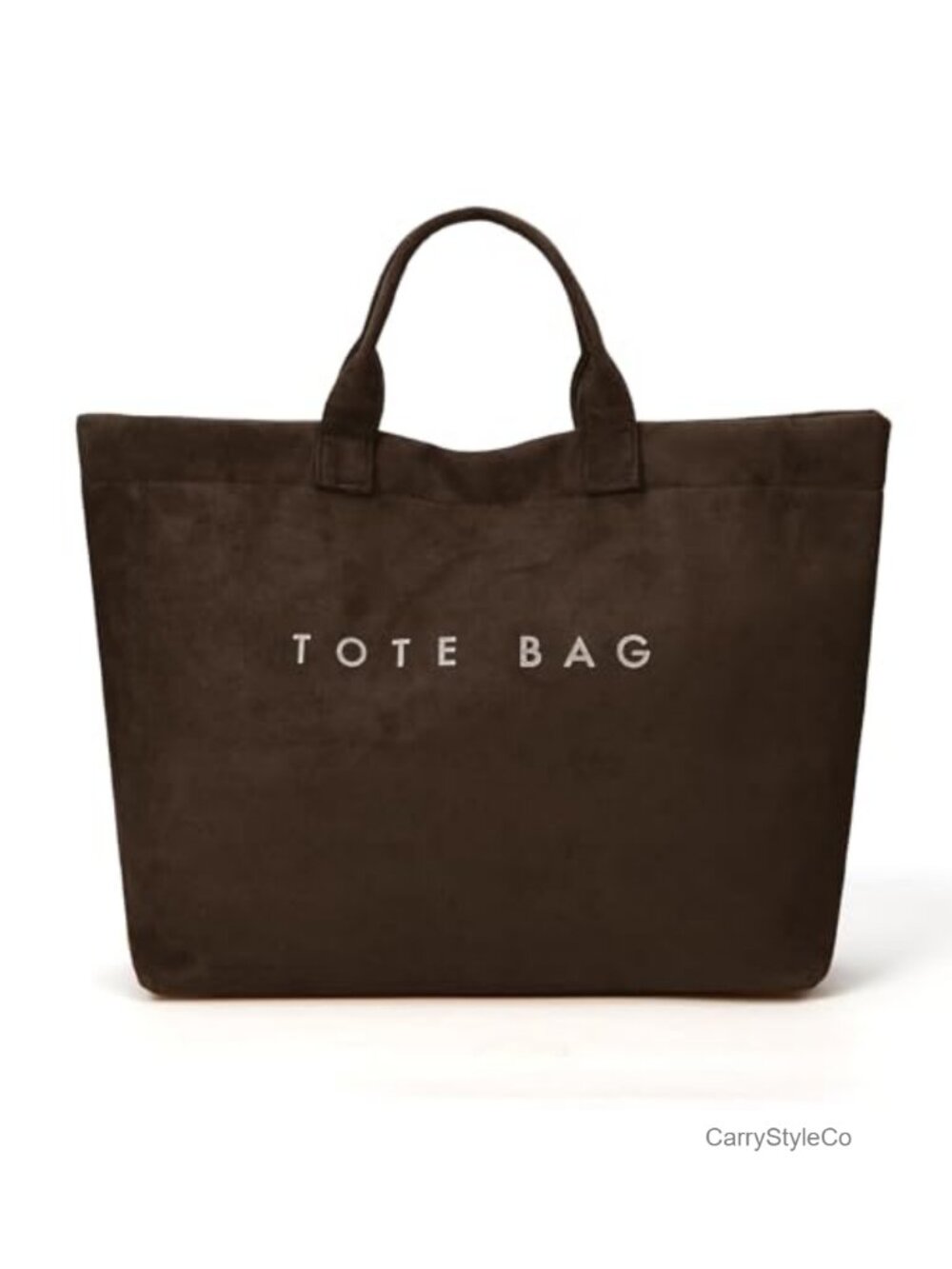 Suede Tote Bag Large Soft Slouchy Hobo Bag Letter Print Top Handle Handbag